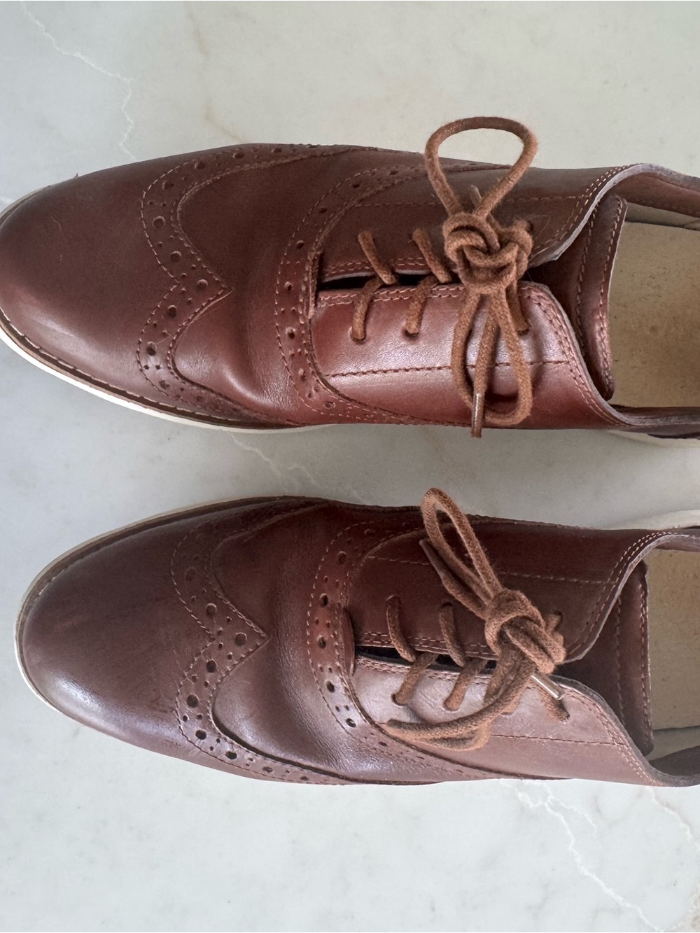 Cole Haan Brown Leather Wingtip Derby Shoes